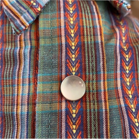 h.i.s Vintage Green Multi Plaid Pearl Snaps Western Shirt Top Women’s Medium - Picture 4 of 10